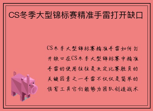 CS冬季大型锦标赛精准手雷打开缺口